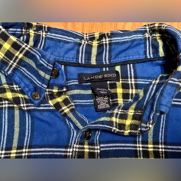 Men's XL Tall 100% Cotton LANDS' END Plaid Flannel Button Down Shirt - Picture 5 of 15